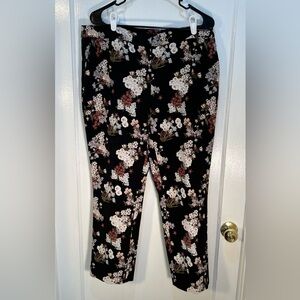 Cynthia Rowley Woman's Dress Pants Size12 Black Floral Stretch Trousers